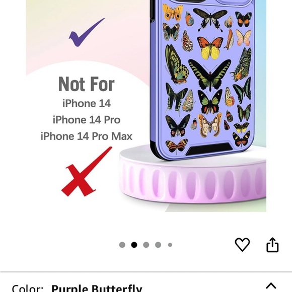 iPhone 14 Plus Case 6.7 Inch - with Camera Cover Cute Designed Butterfly - Picture 3 of 4